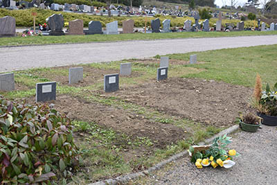 Sept plaques du cimetière de Cesson à  Saint Brieuc, peu entretenue, et peu fleuries.